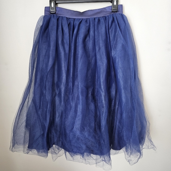 Elegant Blue Tulle Skirt Midi Solid Costume Fun Fairy Whimsical - Picture 1 of 10